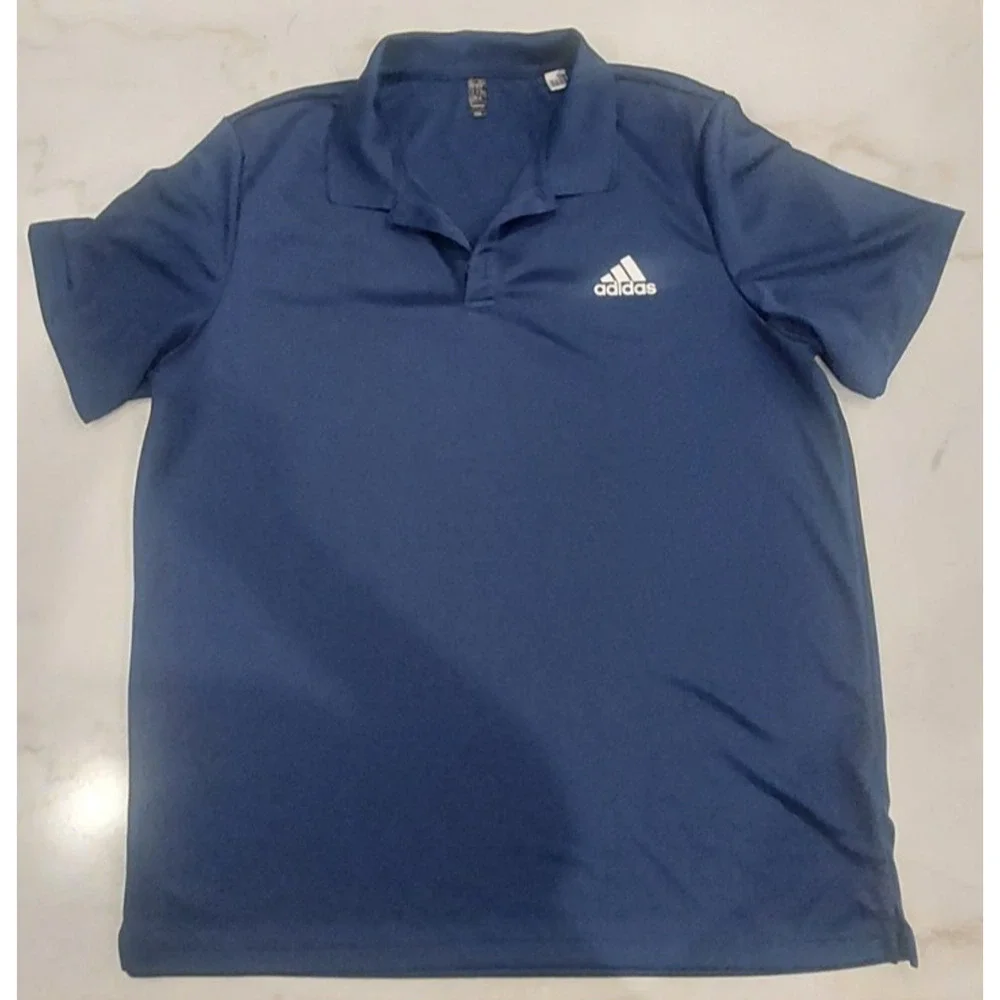 Adidas Short Sleeve Polo Golf Shirt Navy Blue Size XL
